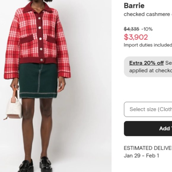 New Barrie Checked 100% Cashmere Cardigan Women Size M NWOT - Picture 10 of 17